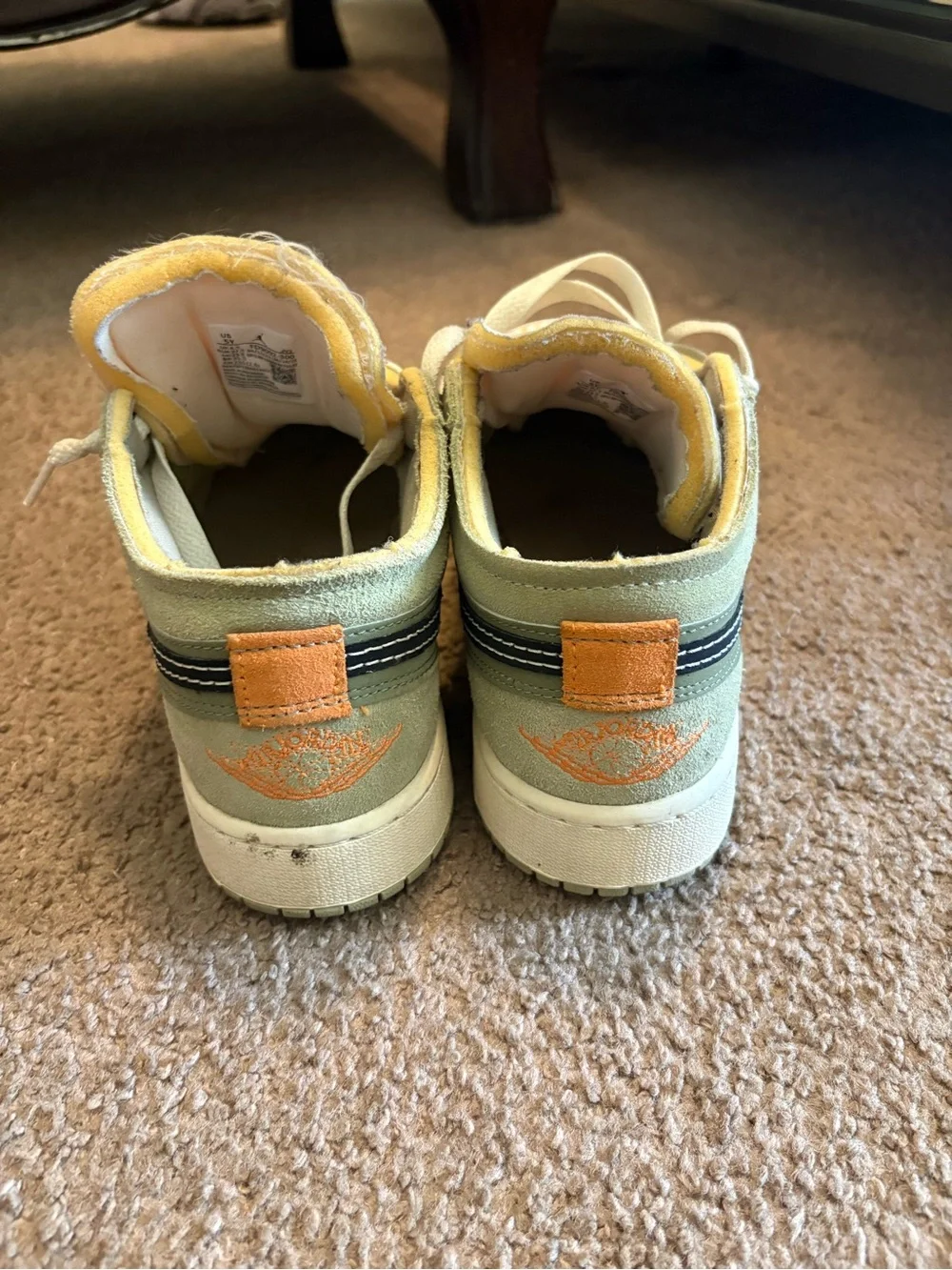 Jordan Kids Sneakers in Light Green with Orange Accents